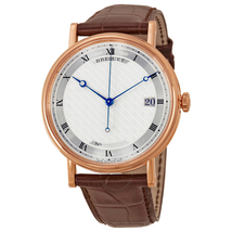 Breguet Classique Silver Dial 18kt Rose Gold Brown Leather Men's Watch 5177BR/12/9V6