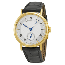 Breguet Classique Silver Dial 18kt Yellow Gold Black Leather Men's Watch 5907BA12984 5907BA/12/984