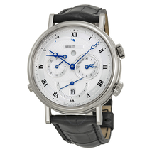 Breguet Classique Alarm White Gold Black Leather Men's Watch 5707BB129V6