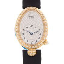 Breguet Reine de Naples Diamond Pave Dial Black Satin Ladies Watch 8928BA8D844DD0D 8928BA/8D/844.DD0D