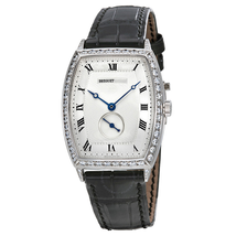 Breguet Heritage Silver Dial 18kt White Gold Diamond Black Leather Ladies Watch 3661BB12984DD00 3661BB/12/984.DD00