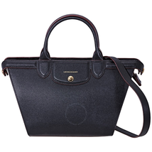 Longchamp Le Pliage Heritage Medium Leather Tote- Black 1117-813