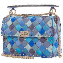 Valentino Medium Rockstud Spike. It Bag- Blue Multicolored RW2B0122NMU-JQ5