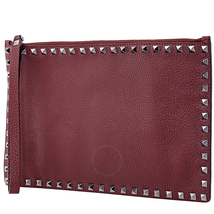 Valentino Studded Leather Pouch- Burgundy P0692VAP