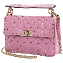 Valentino Medium Rockstud Spike Shoulder Bag-Pink RW2B0122NAP HD8