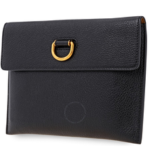 Burberry D-Ring Leather Pouch With Zip Coin Case- Black/Yellow 4075038