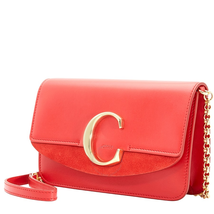 Chloe C Clutch with Chain- Plaid Red CHC19SS192A37640