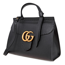 Gucci Ladies Top Handle bag Gg Marmont Black Gu Mmnt Small Th W/Stp Glogo 421890 A7M0T 1000