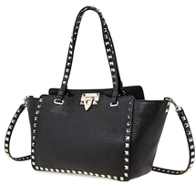 Valentino Rockstud Leather Tote- Black RW0B0037VSF 0NO