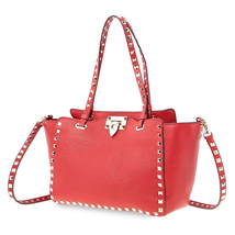 Valentino Small Grain Calfskin Leather Rockstud Bag- Red RW2B0037VSF 0RO