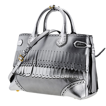 Burberry Ladies Satchel bag Disc/Old Groups Silver Medium Banner Frin Dfs Ho Exc 4064277