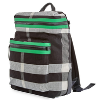 Burberry Men's Zip-top Leather Trim Canvas Check Backpack 4068231