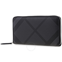 Burberry Men's Zip Around Wallet London Check Charcoal Long Zip Around Wallet 4056418