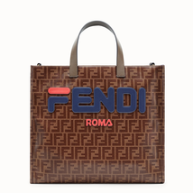 Fendi Ladies Tote bag Fendi Fila Brown/Blue Fd Fila Canvas Tote 8BH357-A5N6-F155V