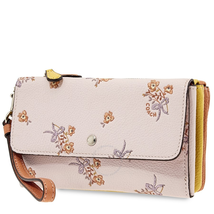 Coach Ladies Wristlet Wallet Leather Ice Pink Clrbk Flrl Bw Tpl Wrl 29608 SVNBF