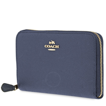 Coach Ladies Zip Around Wallet Leather Navy Co Med Zip Arnd 53981 LINAV