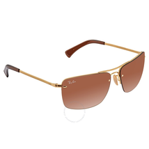 Ray Ban Brown Gradient Rectangular Unisex Sunglasses RB3607 001/13 61 RB3607 001/13 61