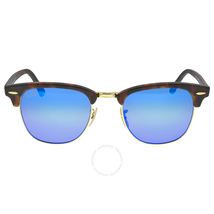 Ray Ban Ray-Ban Classic Clubmaster Blue Flash Lenses Tortoise-shell Plastic Frame Men's Sunglasses RB3016-51-114517 RB3016 114517 51-21