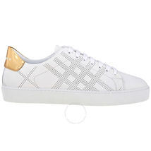 Burberry Ladies Lace Up House Check White Sneakers 4042945/4058535