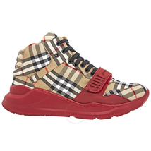 Burberry Men's Lace Up Brown Vintage Check High-top Sneakers 4078552