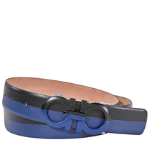 Salvatore Ferragamo Ferragamo Gancini Adjustable Belt Black/Ultramarine Blue 67A077-715759 67A077-715759-115