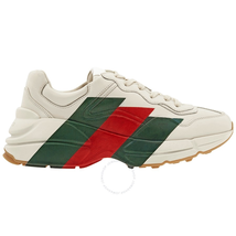 Gucci Men's Rhyton Off White Web Print Leather Sneaker 523535 DRW00 9022