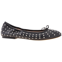 Sam Edelman Ladies Black Flat Ballerina Studded FANLEY SHEEP OPERA LTH BLACK