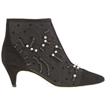Sam Edelman Ladies Black 45 Pt Bootie Mesh Pearl Size 6 KAMI SUEDE BLACK