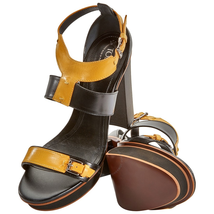 Tod's Womens Leather High Heels in Amber/Black XXW0RF0H20008H0B27