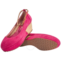 Tod's Womens Suede Wedge in Carmine/Medium Cognac XXW0RC0G8401GG192K