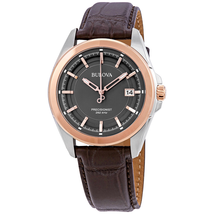 Bulova Precisionist Grey Dial Brown Leather Men's Watch 98B267