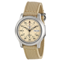 Seiko 5 Beige Dial Beige Canvas Men's Watch SNK803