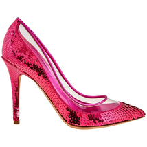 Valentino Ladies High Bows Fuchsia Pump 10.5cm Sequin Heels S0G37 WFV EVM