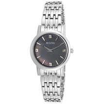 Bulova Diamond Black Dial Ladies Watch 96P148