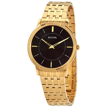 Bulova Classic Black Dial Yellow Gold-tone Men's Watch 97A127