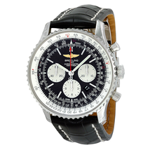 Breitling Navitimer 01 Chronograph Black Dial Black Leather Men's Watch AB012721-BD09-761P-A20D.1