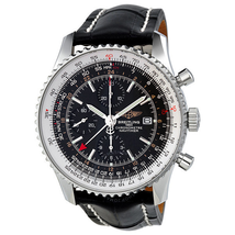 Breitling Navitimer World Black Dial Leather Automatic Men's Watch A2432212-B726BKCD A2432212-B726-761P-A20D.1