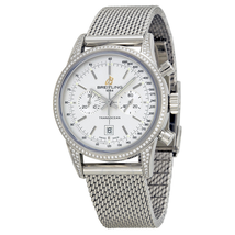 Breitling Transocean Chronograph Silver Dial Stainless Steel Unisex Watch A4131063-G757SS A4131063-G757-171A