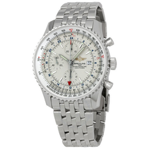 Breitling Navitimer World Chronograph Automatic Chronometer Silver Dial Men's Watch A2432212-G571-453A