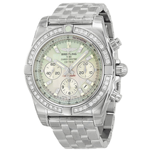Breitling Chronomat 44 Mother of Pearl Dial Diamond Bezel Men's Watch AB011053-G686-375A