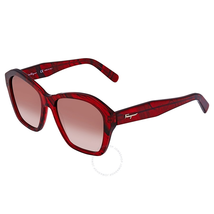 Ferragamo Striped Transparent Red Rectangular Sunglasses SF894S 645 55 SF894S 645 55