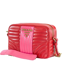 Prada Diagramme Leather Crossbody Bag- Red/Pink 1BH083 COB 2D91 EF0YQT