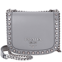 Prada Pionniere Medium Leather Crossbody - Grey 1BD039 UBC2AIX/D F0K44