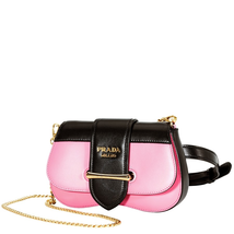 Prada Sidonie Leather Belt-Bag- Black/Pink 1BL021 OJH 2AIX EF0XDF