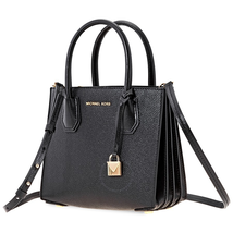 Michael Kors Mercer Medium Pebbled Leather Crossbody Bag- Black 30F8GM9M2T-001