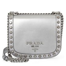 Prada Pionnière Medium Leather Crossbody - Silver-tone 1BD039 UBC2AIX/D F0135