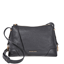 Michael Kors Crosby Medium Pebbled Leather Messenger Bag- Black 30H8GCBM2L-001