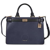 Michael Kors Tatiana Medium Leather Satchel- Navy/ Black 30F8GT0S2T-429