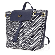 Michael Kors Junie Medium Woven Leather Backpack - ADMIRAL/OPWT 30H8BX5B2U-423
