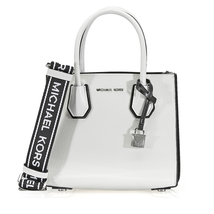 Michael Kors Mercer Pebbled Leather Messenger Bag - White / Black 30H8SM9M3T-089
